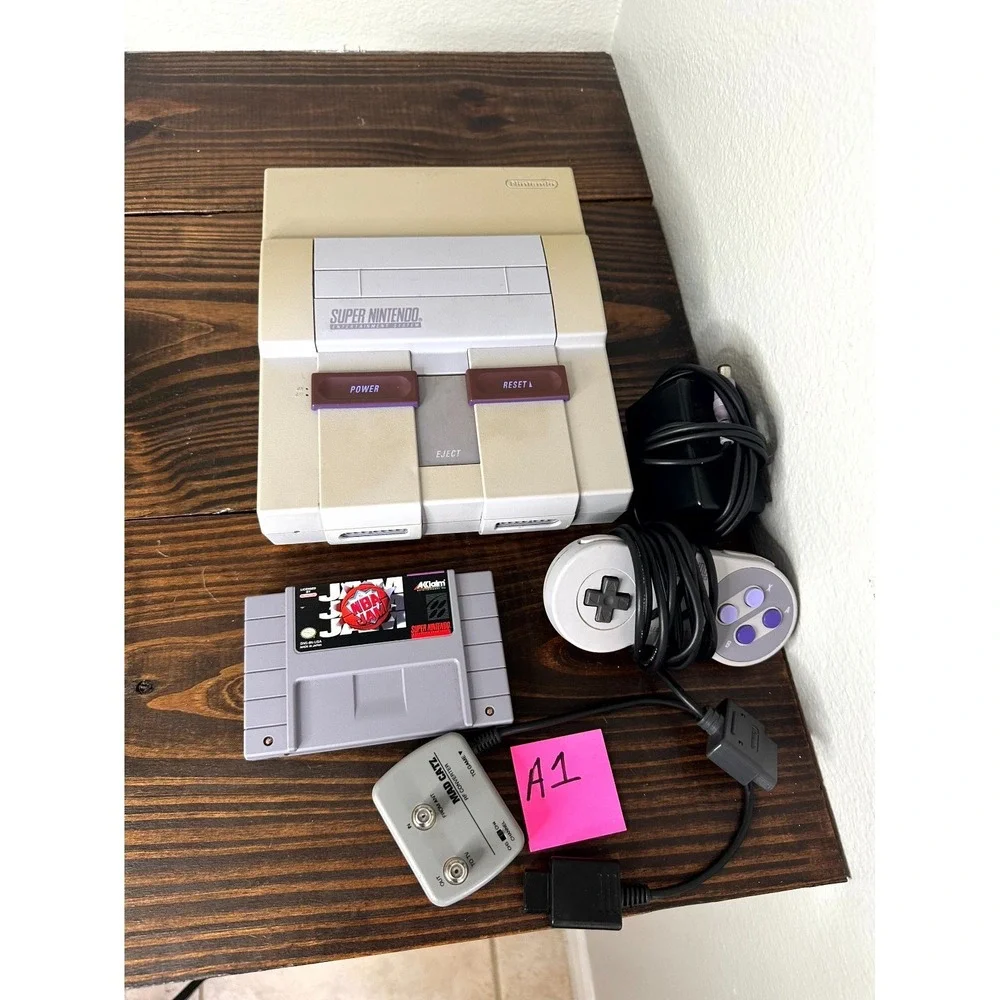 Super Nintendo Entertainment System SNES Console w/ Controller & NBA JAM